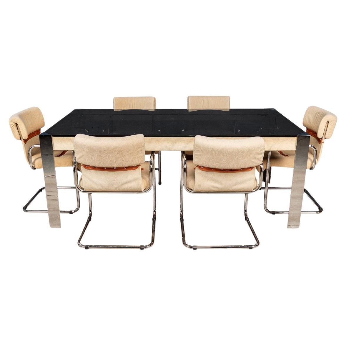 A Dining Table & Six Chairs By Guido Faleschini For Hermes, France c.1970