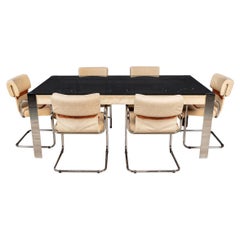 Mesa de comedor y seis sillas de Guido Faleschini para Hermes, Francia c.1970