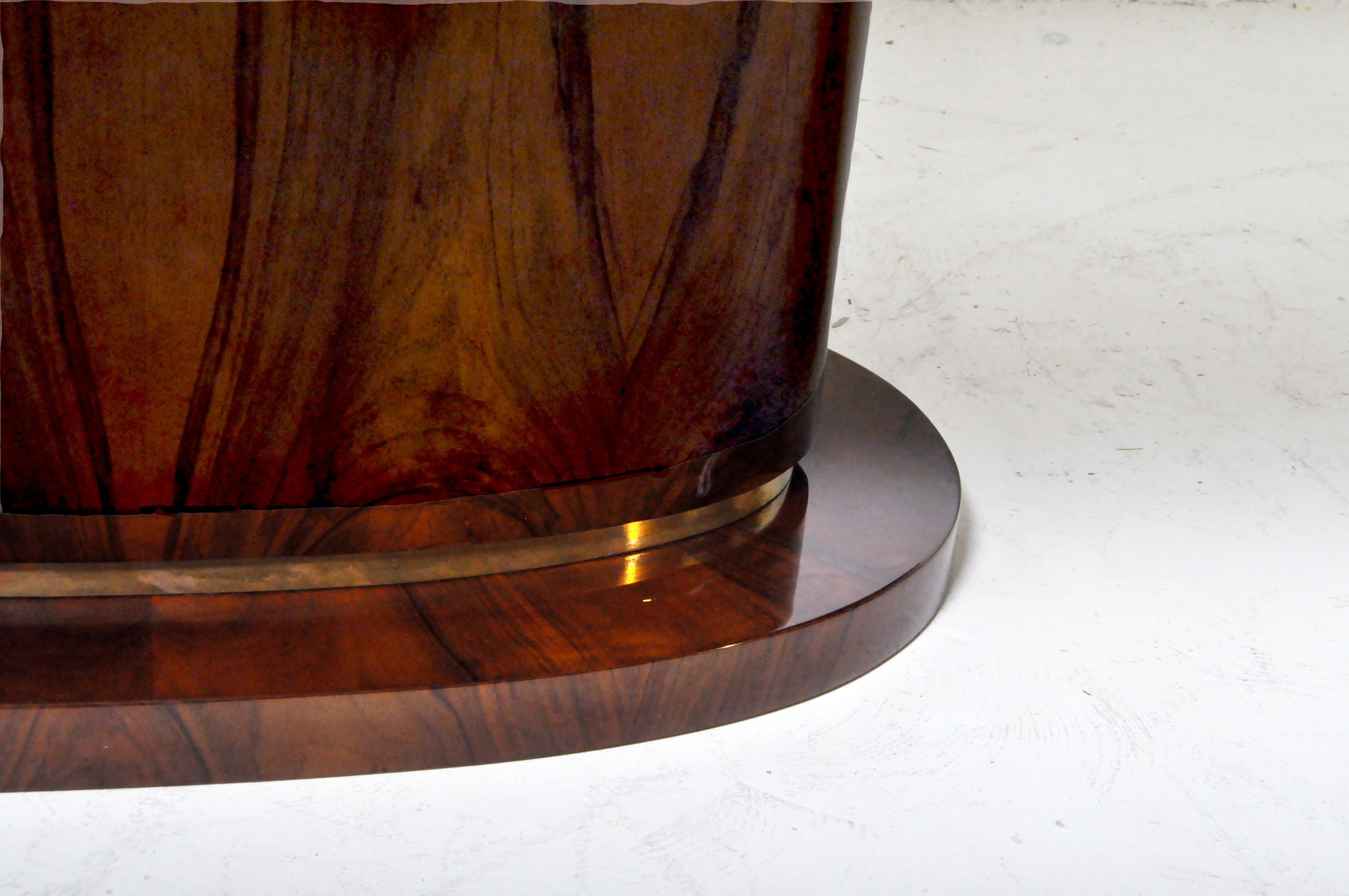 Lacquered Dining Table with Walnut Veneer and a Brass Foot