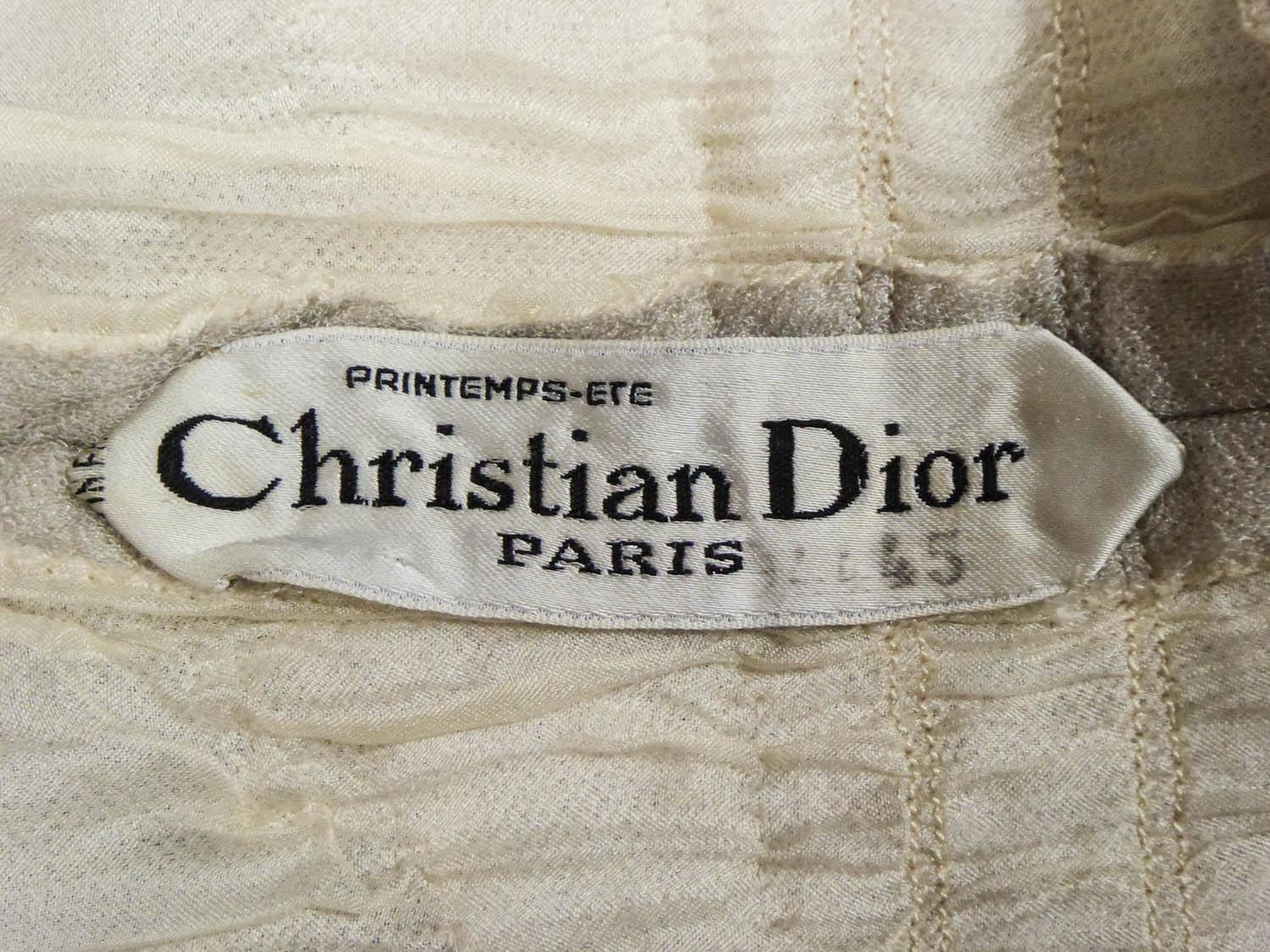 A Dior/ Bohan Couture Cream Lace Dress and Bolero numbered 94445 Circa 1965 5