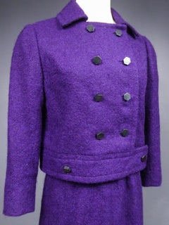 A Dior Demi Couture Purple Mohair Woolen Skirt Suit Circa 1975