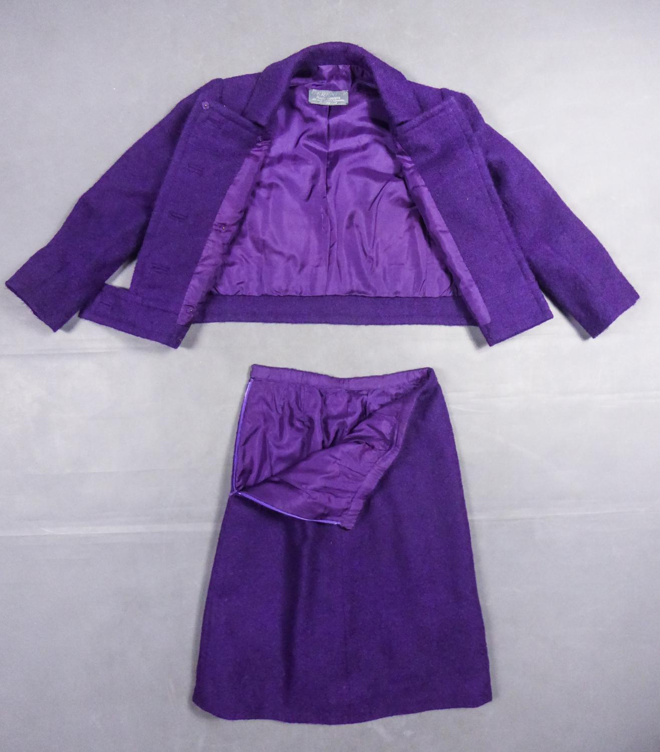 A Dior Demi Couture Lila Mohair Wollrock Anzug Circa 1975 (Violett) im Angebot