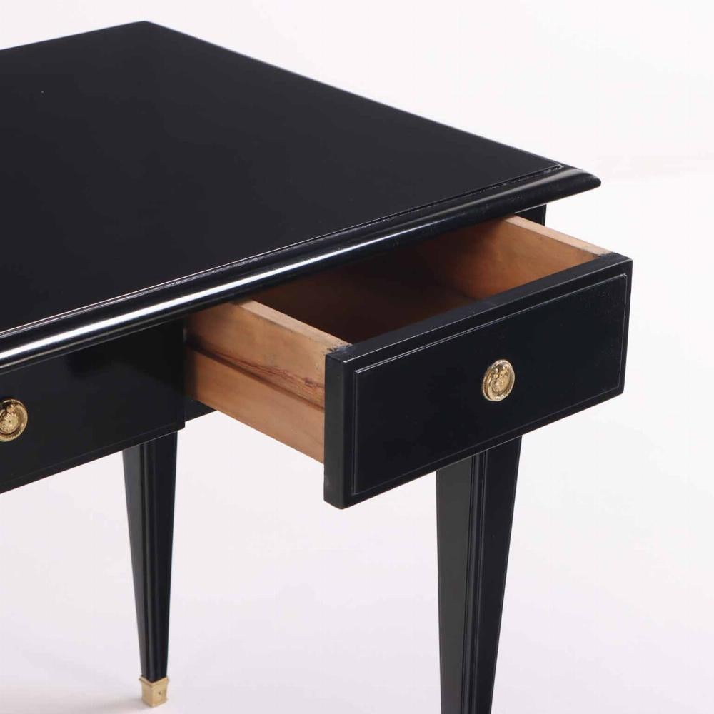 Ebonized A Directoire style ebonized mahogany writing desk / bureau plat, C. 1945. For Sale