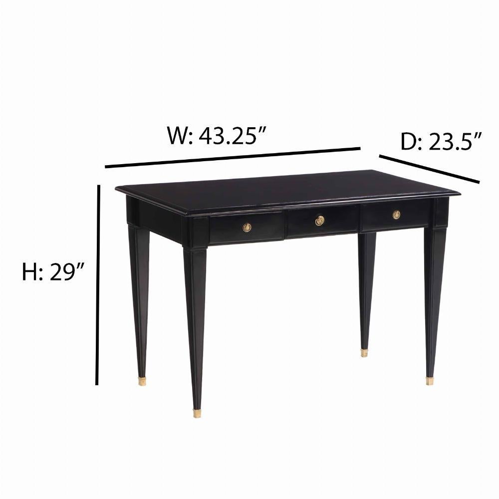 20th Century A Directoire style ebonized mahogany writing desk / bureau plat, C. 1945. For Sale