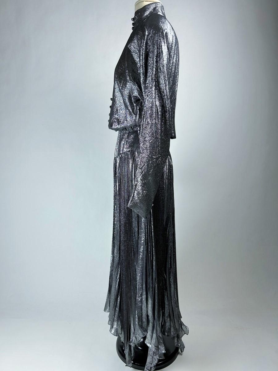 A Disco ball gown by Jean-Louis Scherrer in silver lamé n° 302451 Circa 1985 For Sale 7