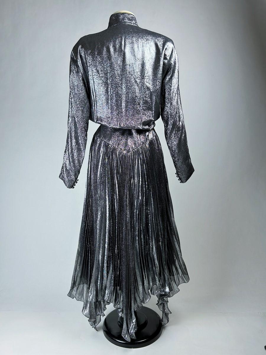 A Disco ball gown by Jean-Louis Scherrer in silver lamé n° 302451 Circa 1985 For Sale 8