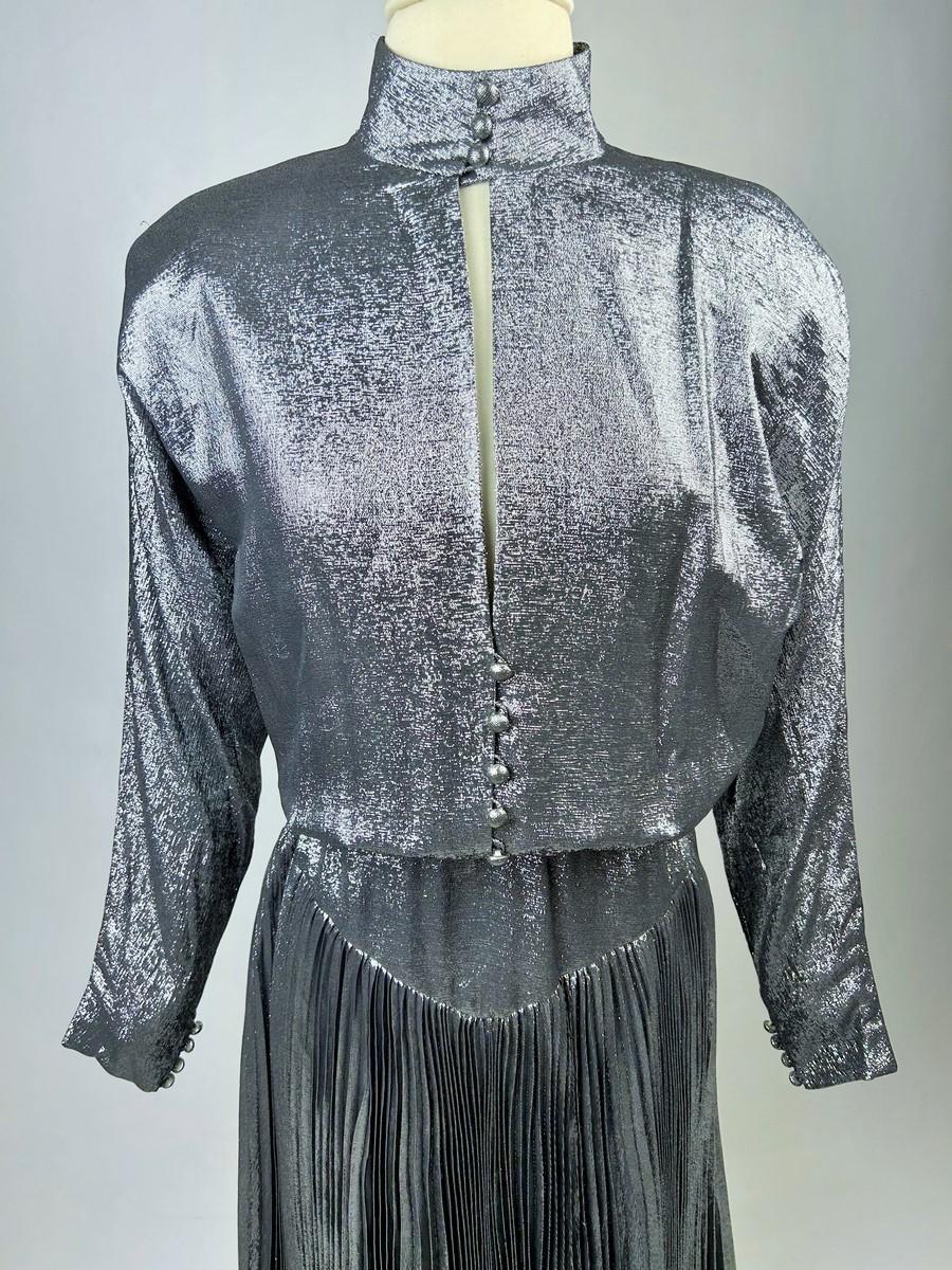 A French ball gown by Jean-Louis Scherrer in silver lamé n° 302451 Circa 1985 For Sale 10