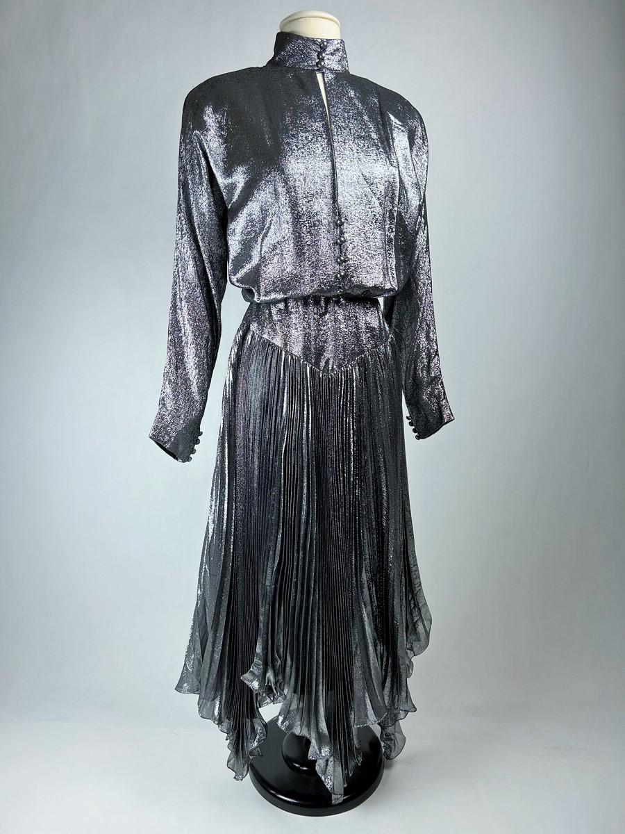 A Disco ball gown by Jean-Louis Scherrer in silver lamé n° 302451 Circa 1985 For Sale 3
