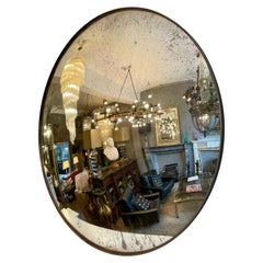 Distressed Silver Convex Mirror