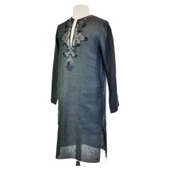 A Djellaba blouse by Jean-Paul Gaultier in embroidered black linen Circa 2000