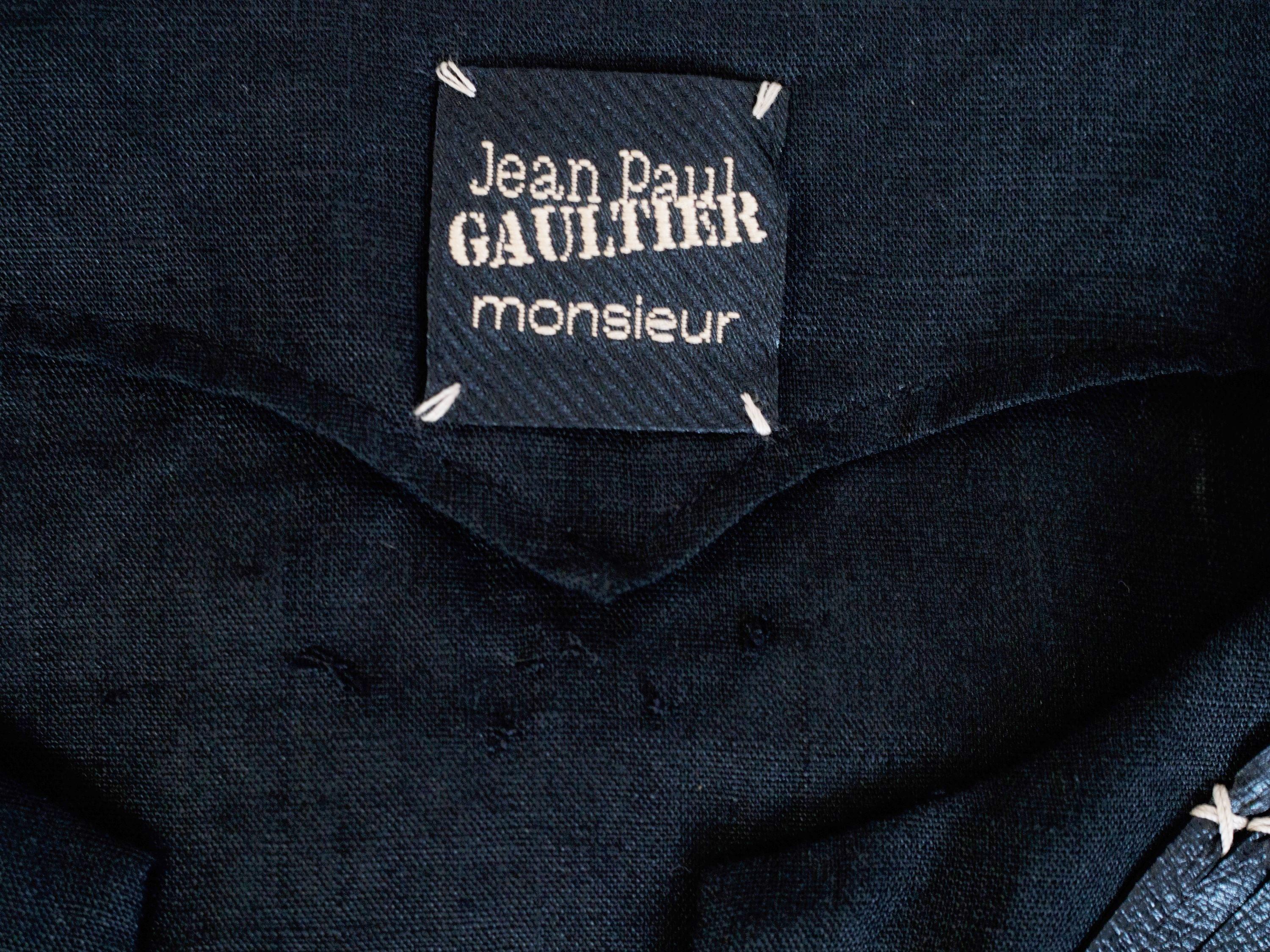 Black A Djellaba blouse by Jean-Paul Gaultier in embroidered black linen Circa 2000 For Sale