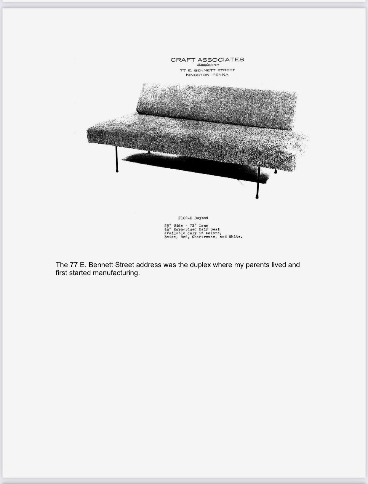 A documented Adrian Pearsall for Craft Associates model 102-R upholstered daybed For Sale 1