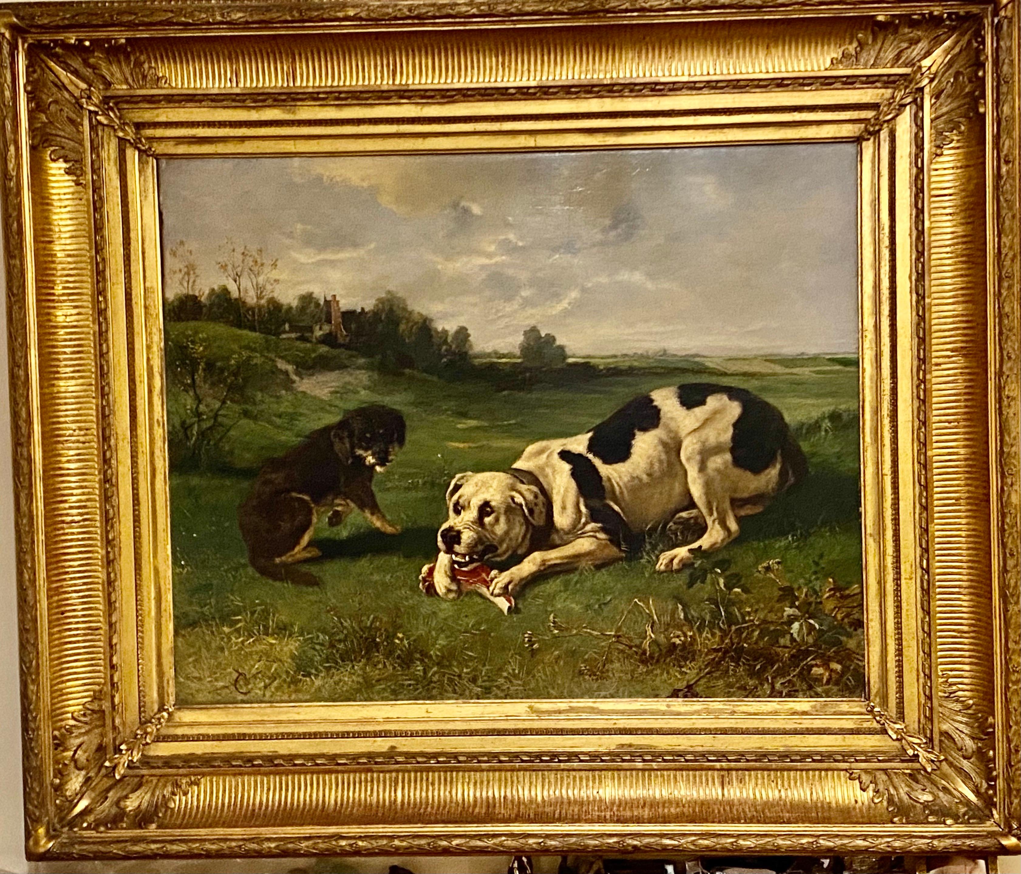 Dog Painting by Charles 'Michel Maria' Verlat '1824-1890' Belgian 8