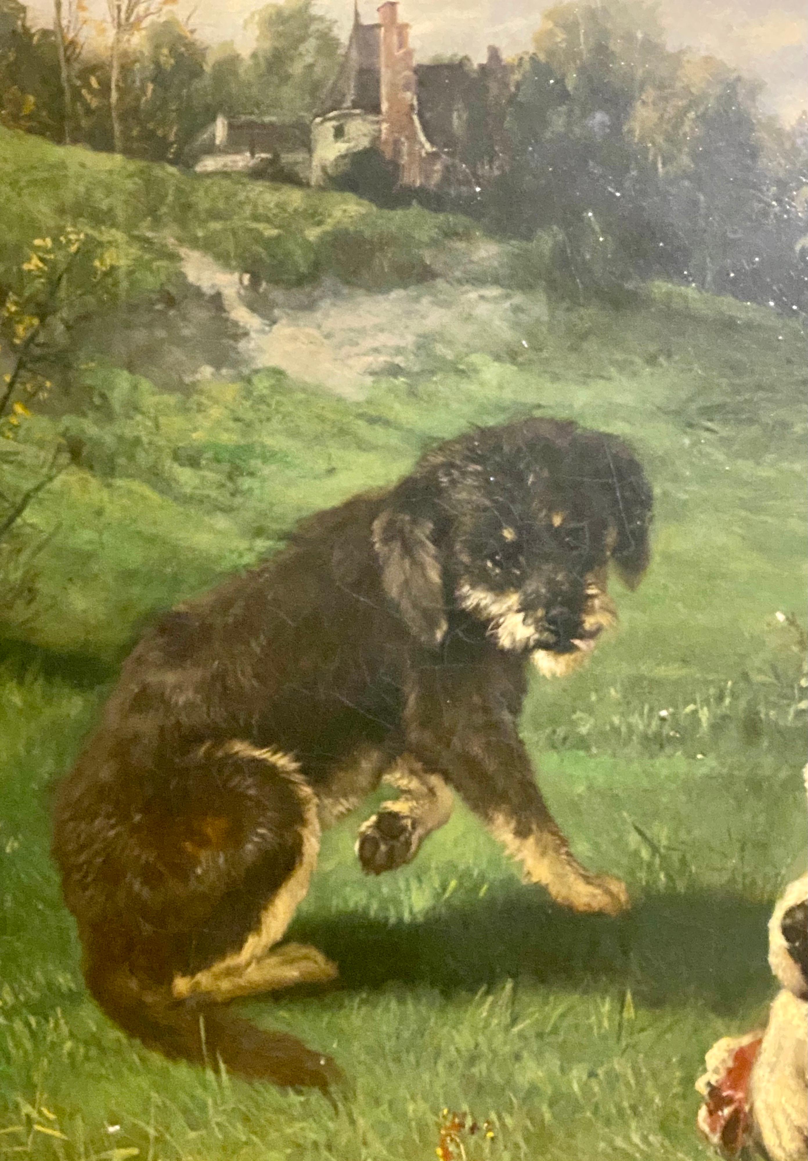 Mid-19th Century Dog Painting by Charles 'Michel Maria' Verlat '1824-1890' Belgian