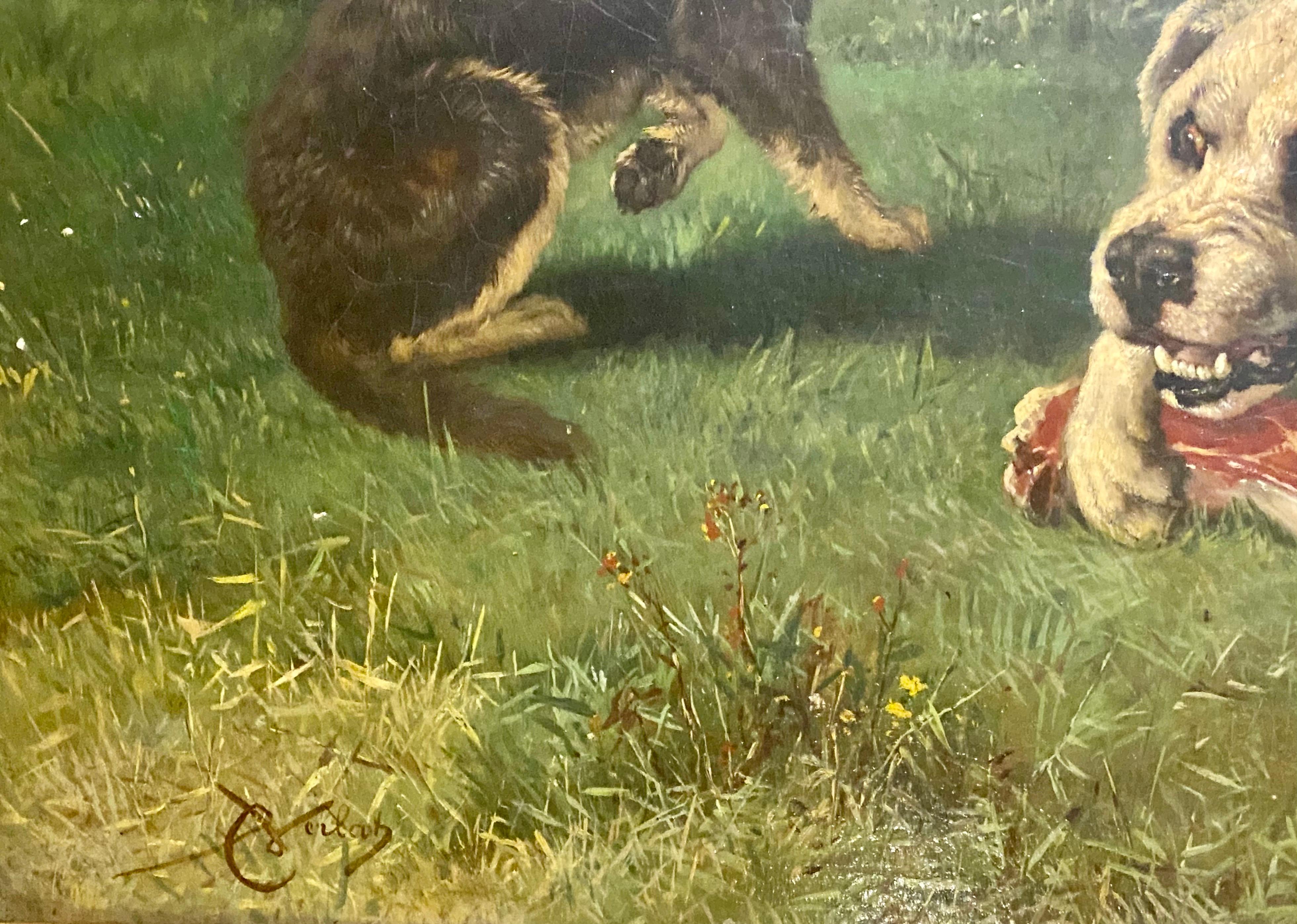 Ash Dog Painting by Charles 'Michel Maria' Verlat '1824-1890' Belgian