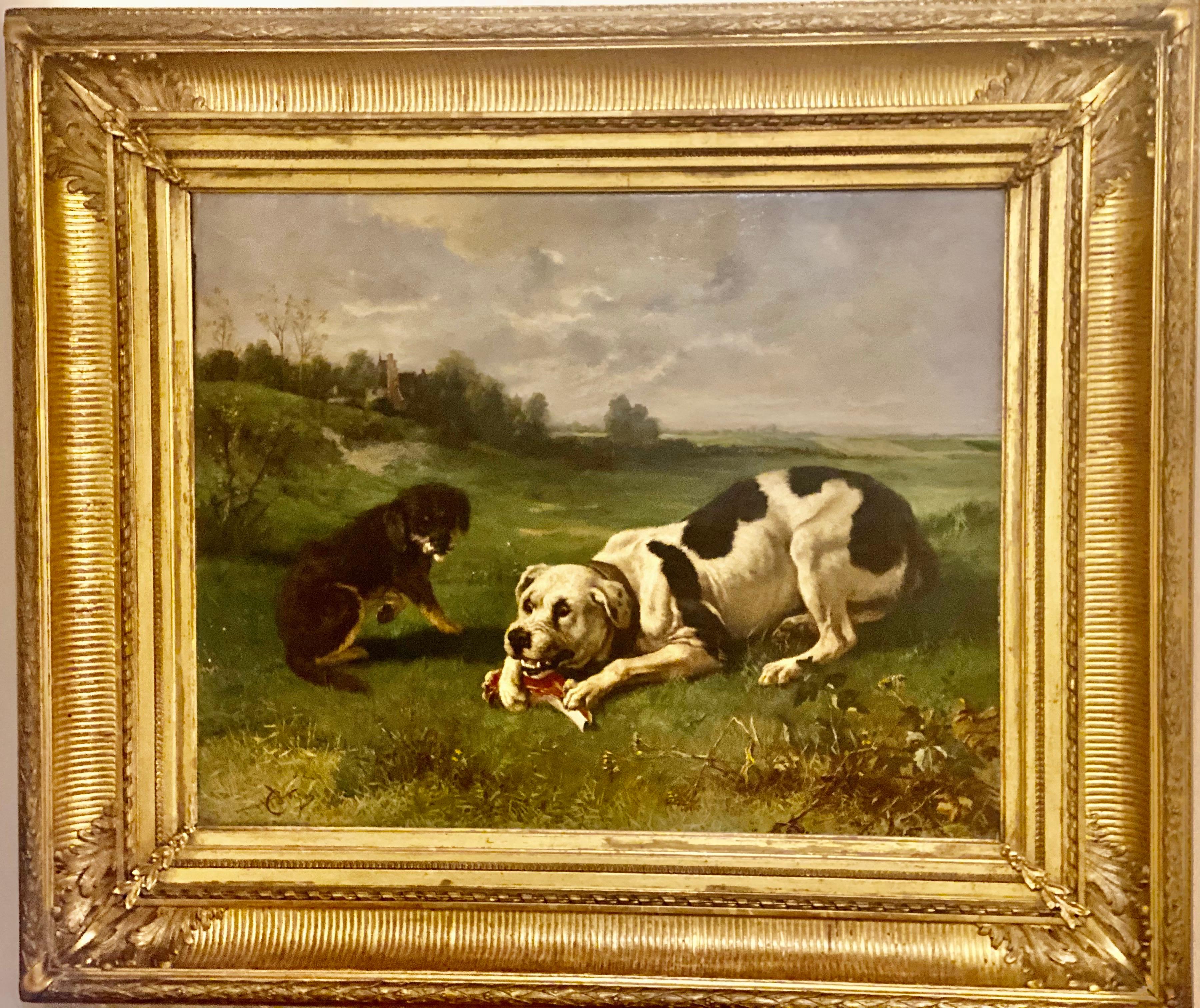 Dog Painting by Charles 'Michel Maria' Verlat '1824-1890' Belgian