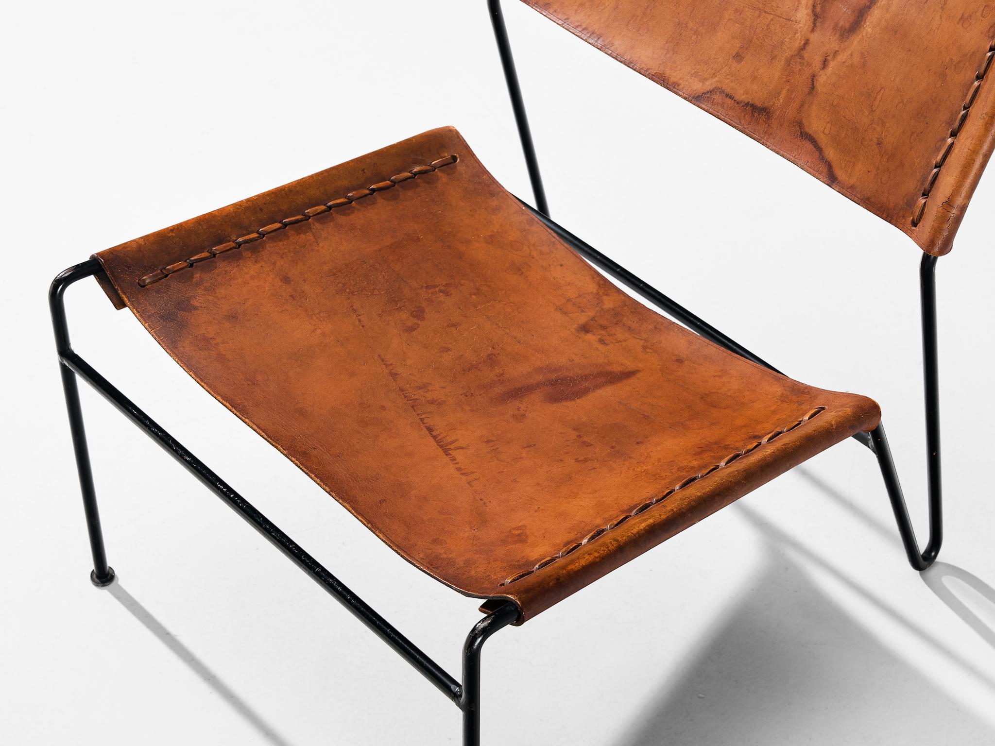 A. Dolleman for Metz & Co Modernist Easy Chair in Cognac Leather  For Sale 1