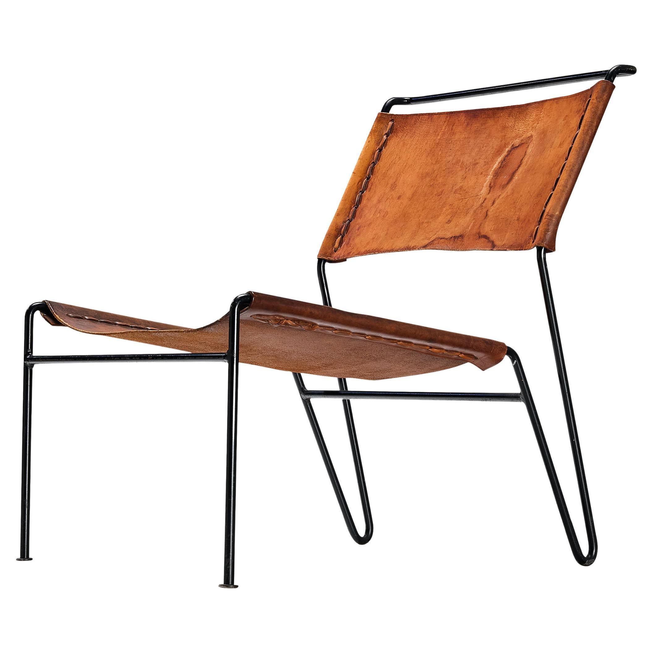 A. Dolleman for Metz & Co Modernist Easy Chair in Cognac Leather  For Sale