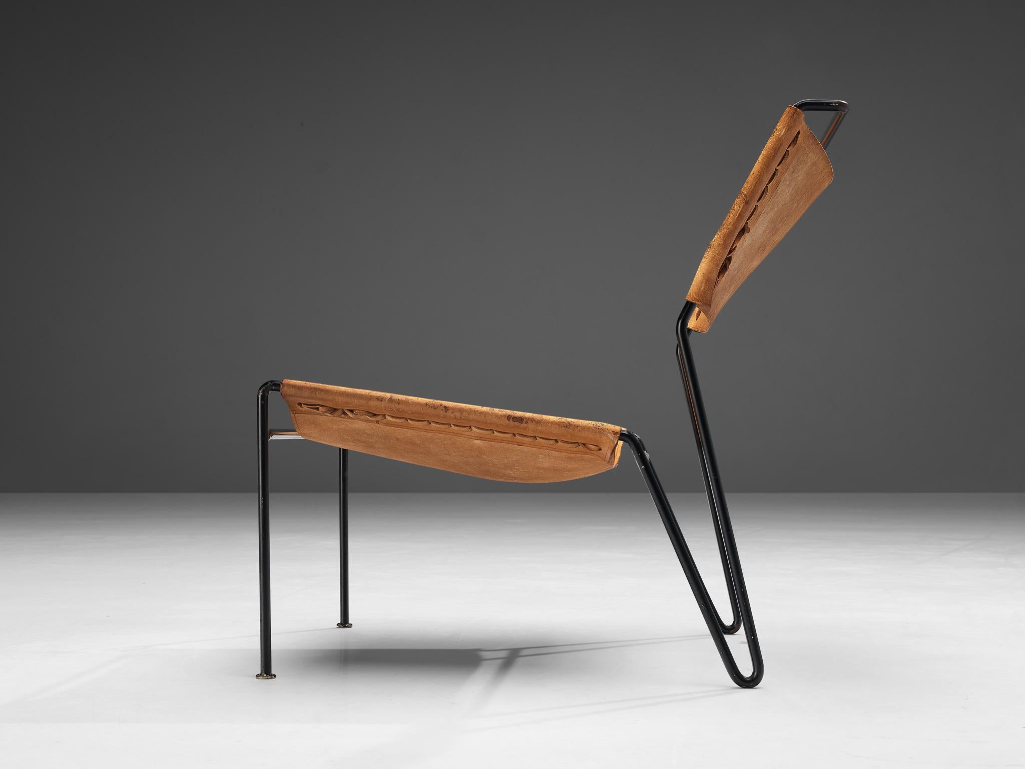 A. Dolleman for Metz & Co Modernist Easy Chair in Leather For Sale 2