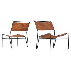 A. Dolleman for Metz & Co Pair of Modernist Easy Chairs in Brown Leather