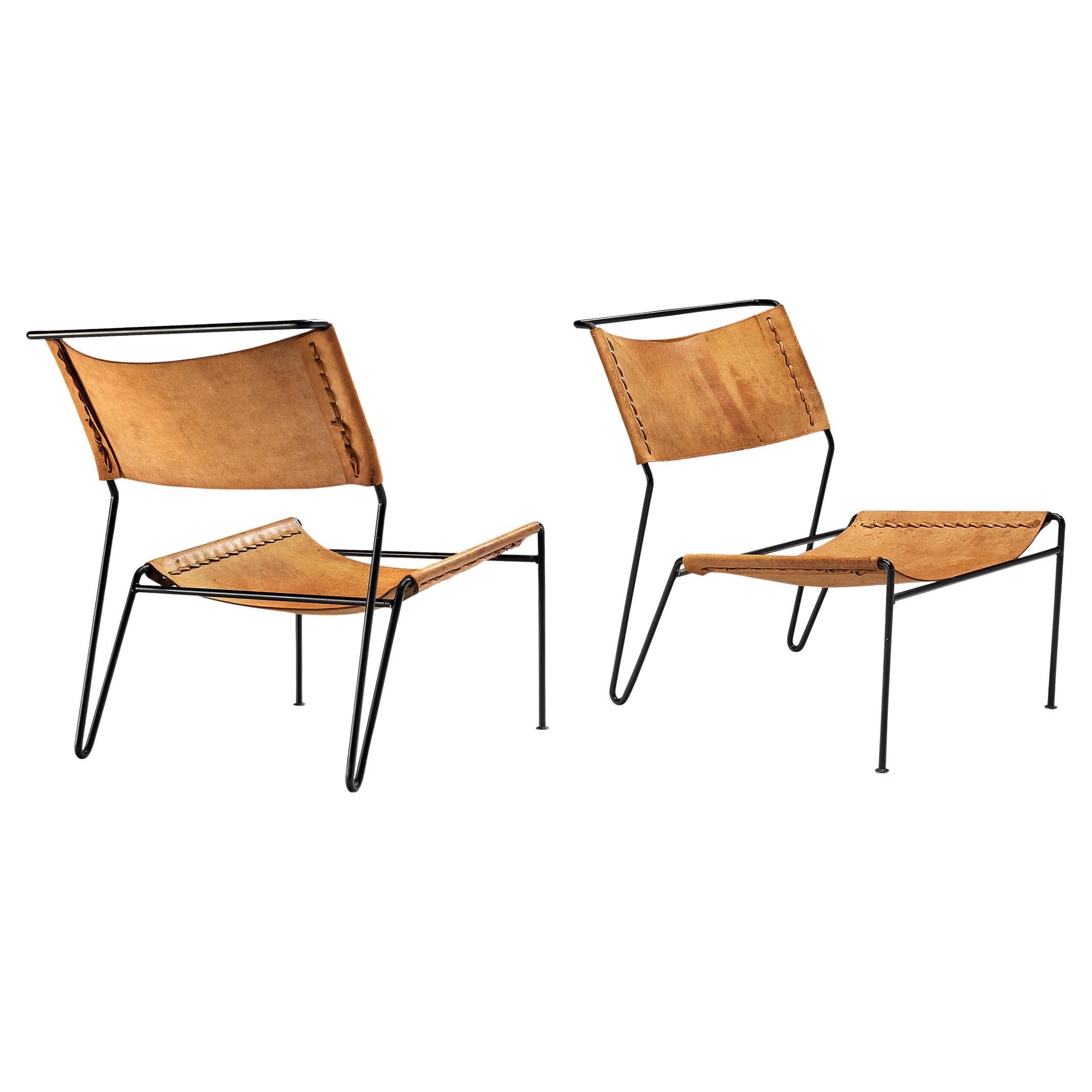 A. Dolleman for Metz & Co Pair of Modernist Easy Chairs in Leather For Sale