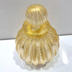 a. Donà 1970s Vintage Italian Crystal & Gold Murano Glass Bottle with Stopper