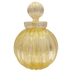 a. Donà 1970s Vintage Italian Crystal & Gold Murano Glass Bottle with Stopper