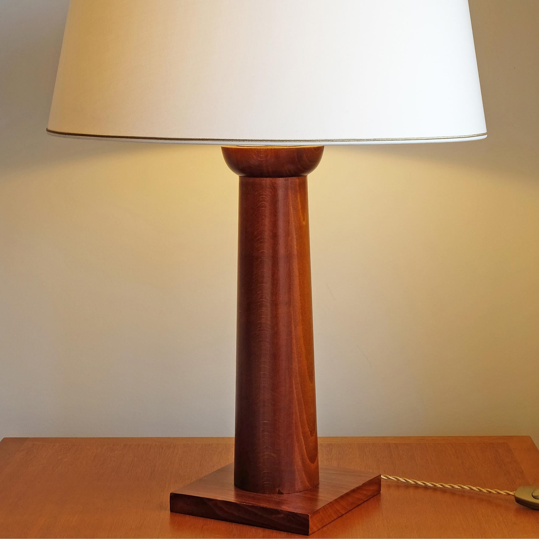 Beech Doric Column Table Lamp, Art DecoStyle, 21st Century For Sale