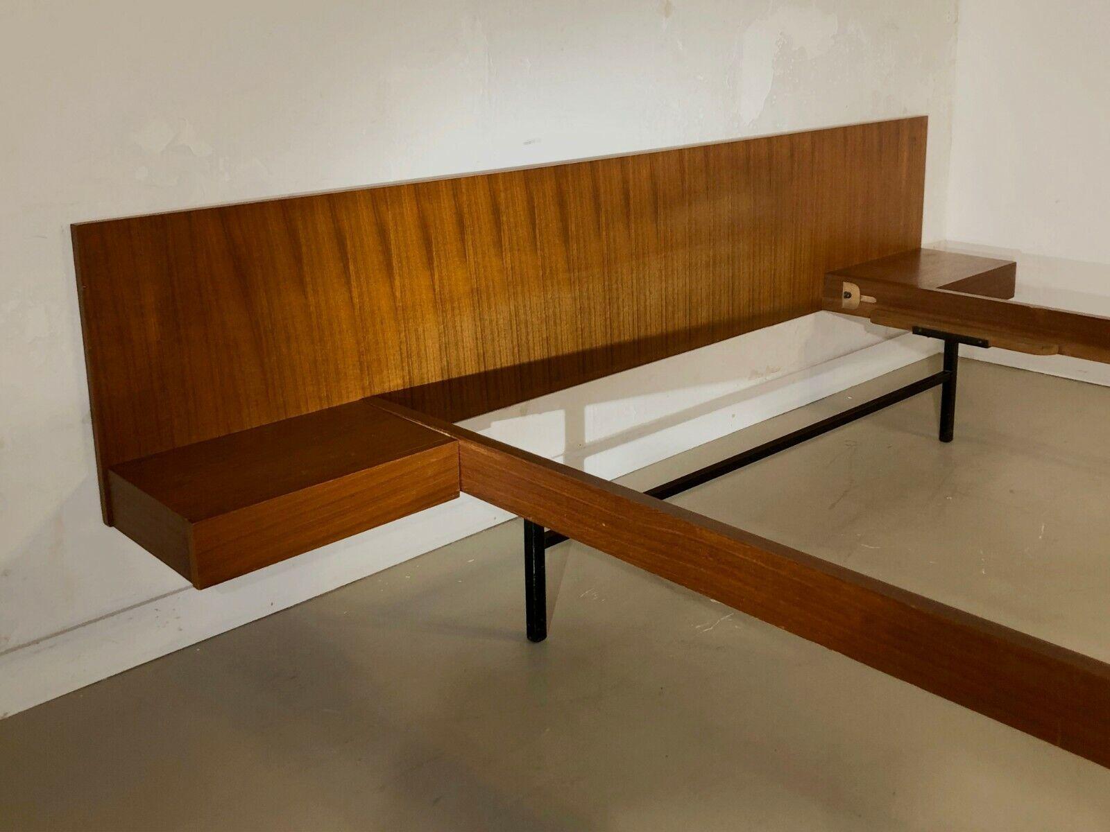 A MID-CENTURY-MODERN Double Bed by JOSEPH-ANDRE MOTTE, CHARRON, France 1950 For Sale 1