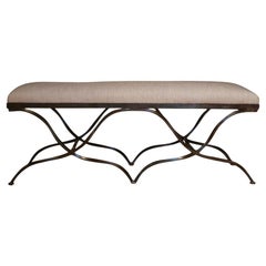 A Double Curule Wrought Iron Bench, 20th C.