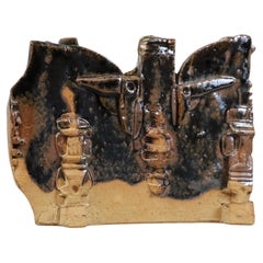 Vaso in ceramica a doppia decorazione di Joe e Pat Rowland del 1960 circa Capron Blin