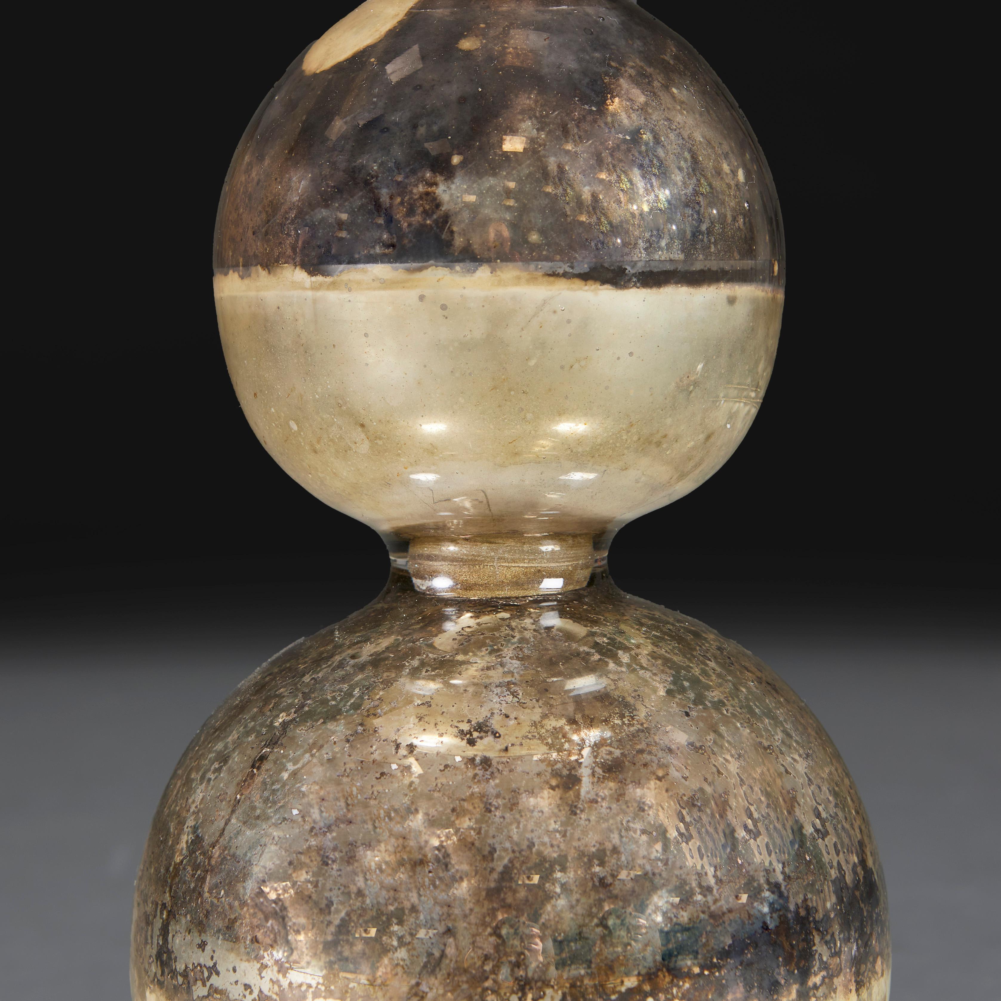 A Double Gourd Mercury Art Glass Vase as a Lamp In Good Condition For Sale In London, GB