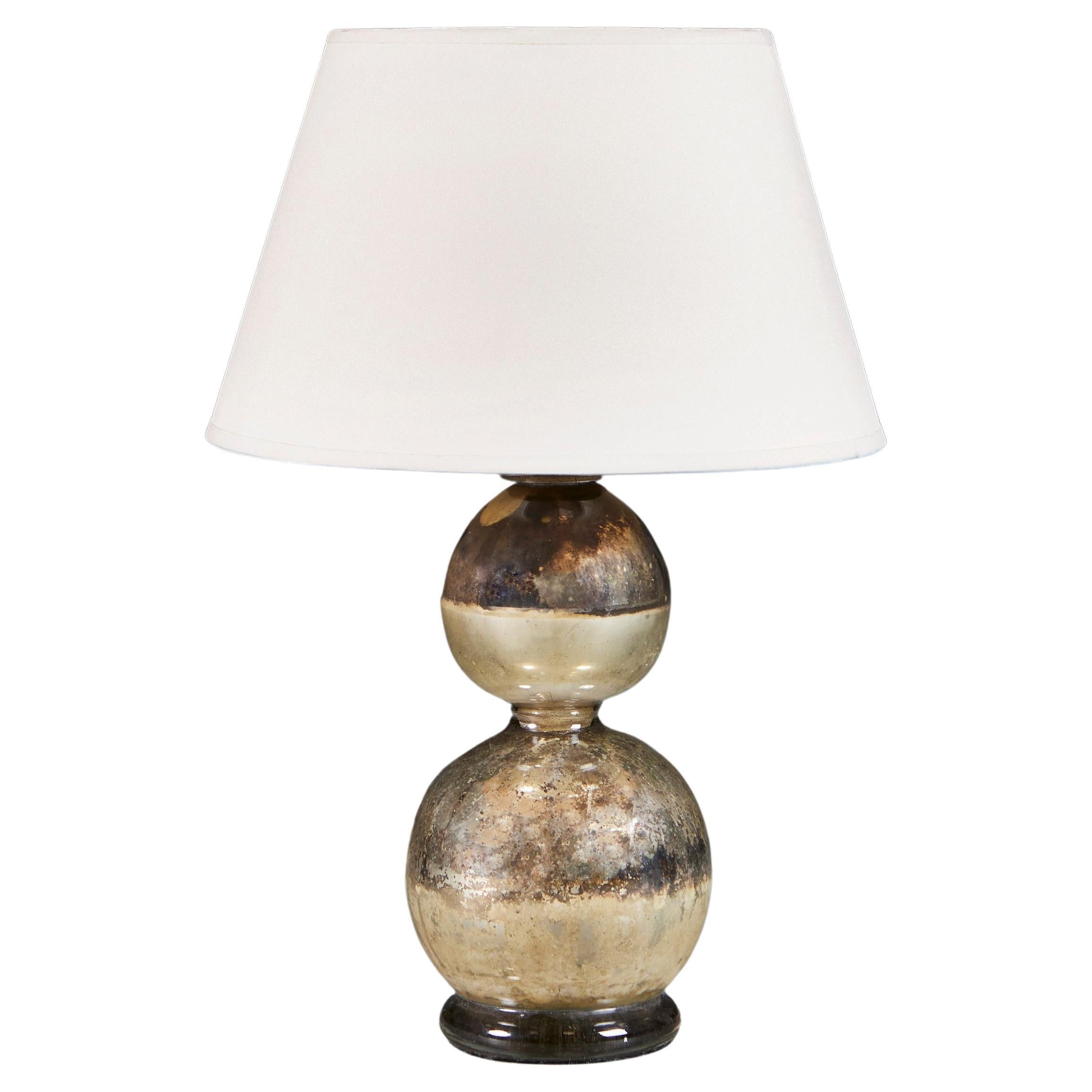 A Double Gourd Mercury Art Glass Vase as a Lamp