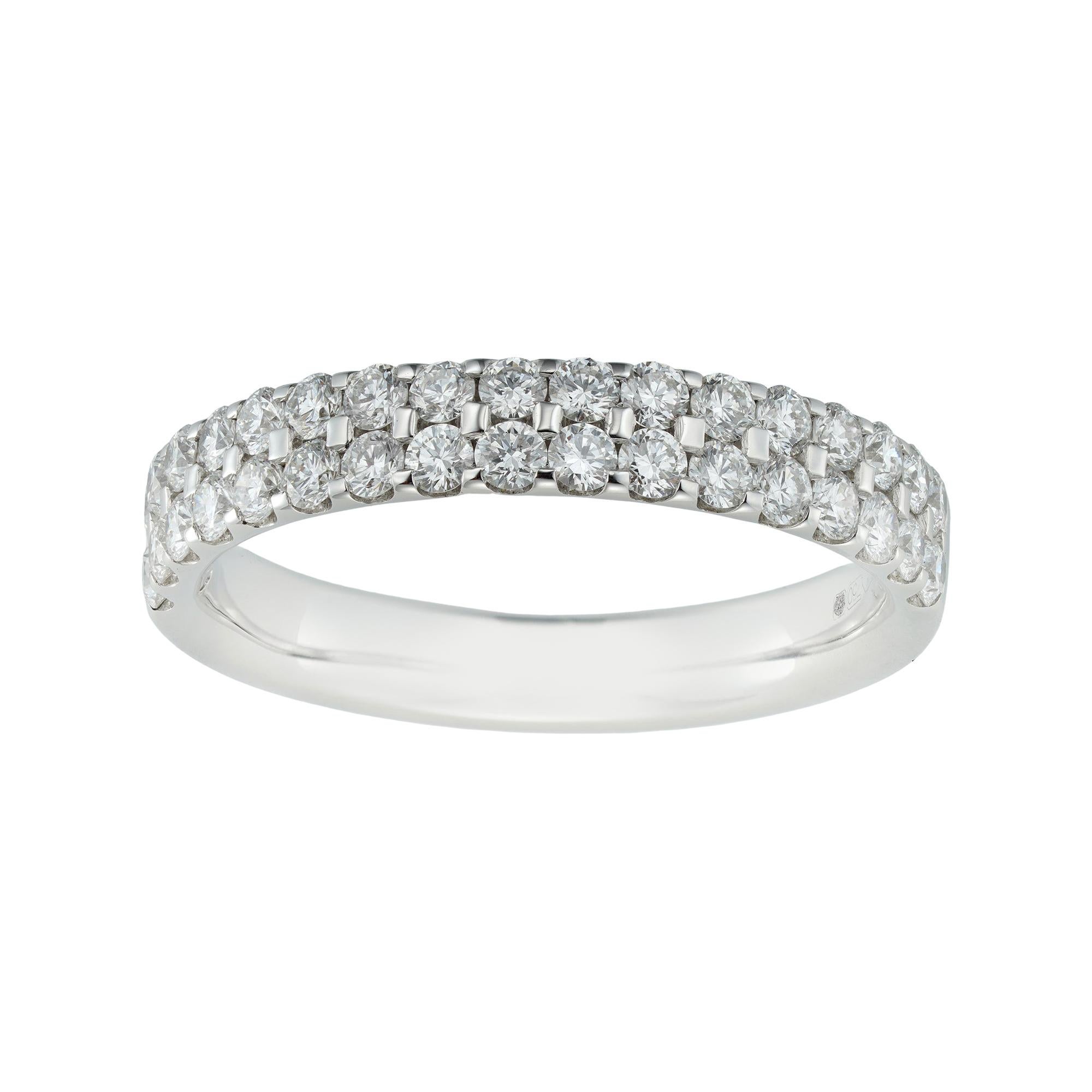 Doppelreihiger Diamant-Halber Eternity-Ring im Angebot