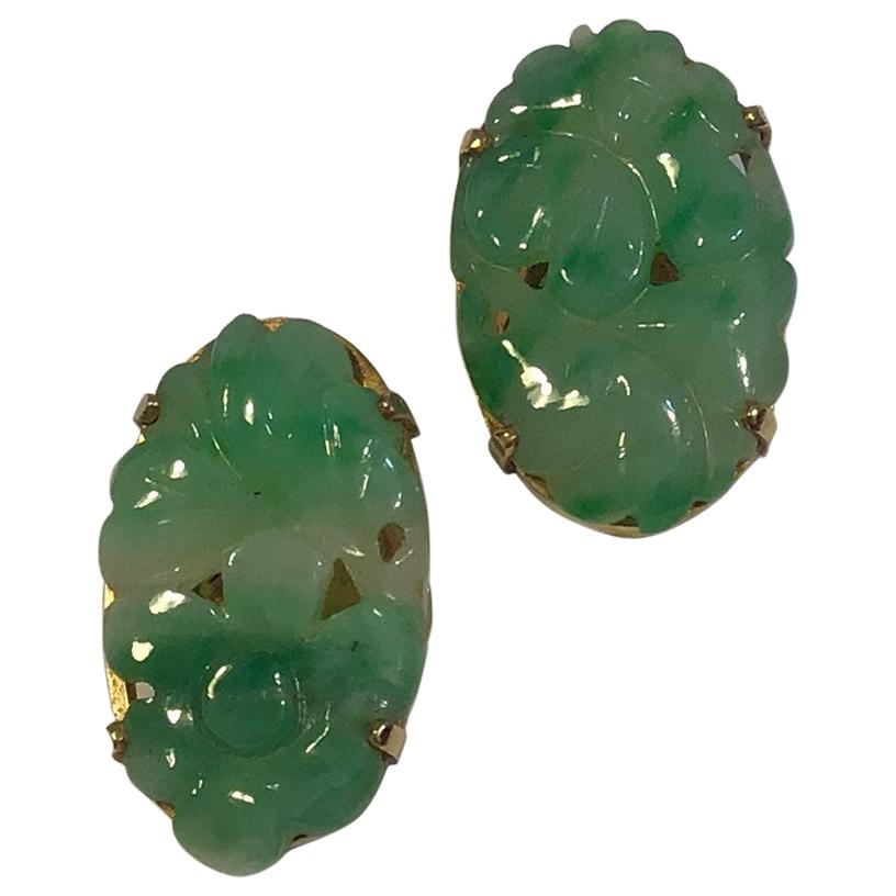 A Dragsted 14 Karat Guld Earrings 'clips' with Jade