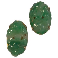 Vintage A Dragsted 14 Karat Guld Earrings 'clips' with Jade