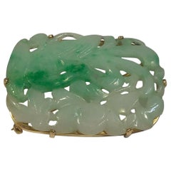 A Dragsted 18 Karat Gold Brooch with Jade