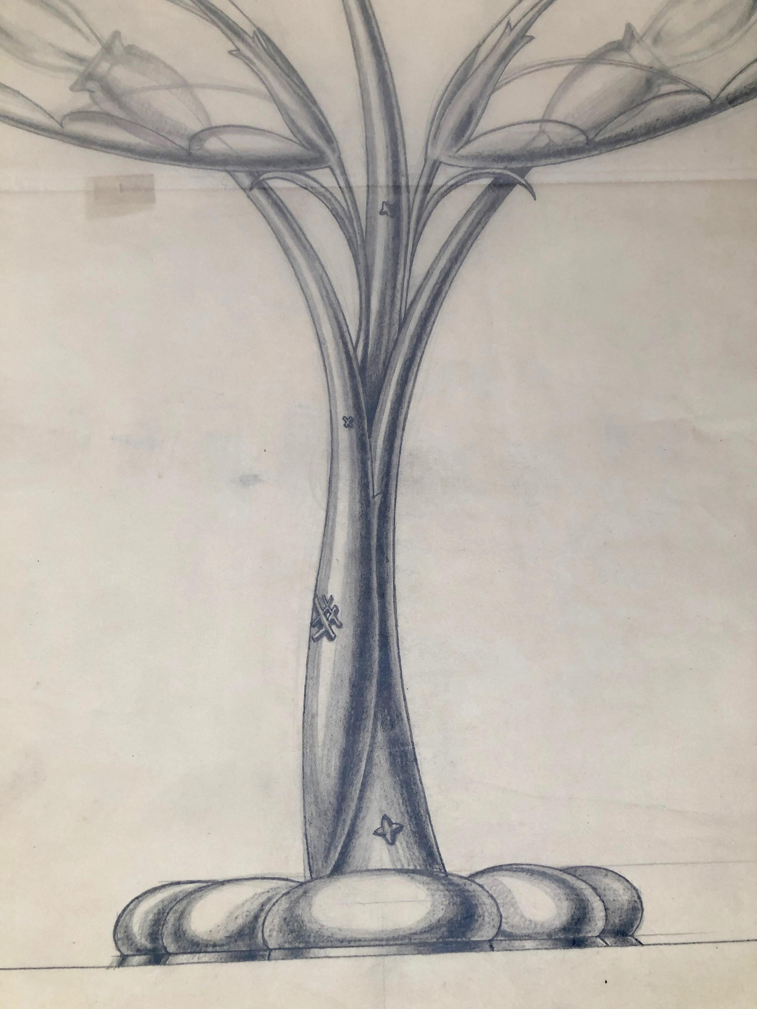 Zeichnung für eine Tischlampe von Robert Gerlach, 1915 (Sonstiges) im Angebot