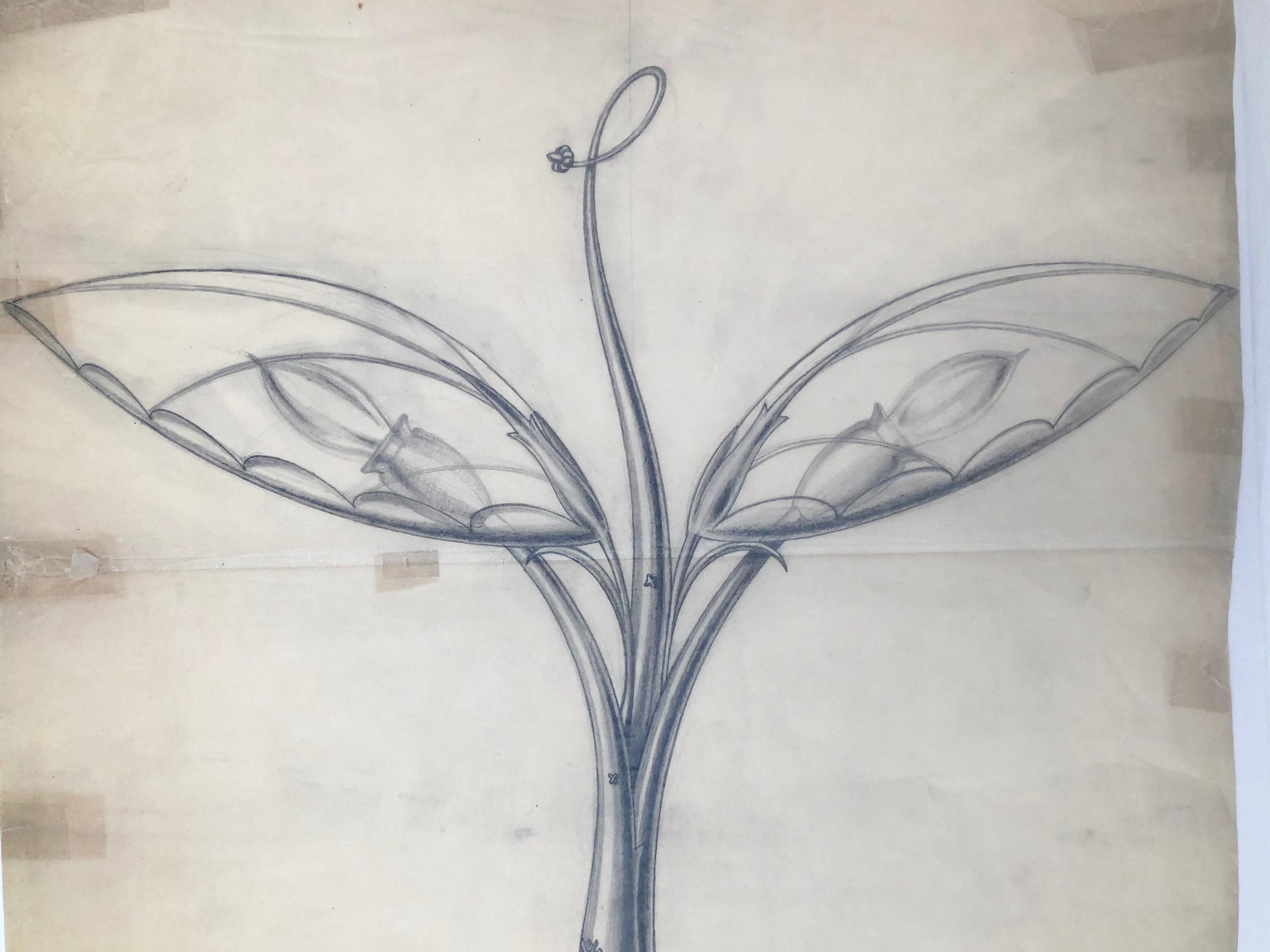 Drawing for a Table Lamp by Robert Gerlach, 1915 In Good Condition For Sale In Vienna, Austria