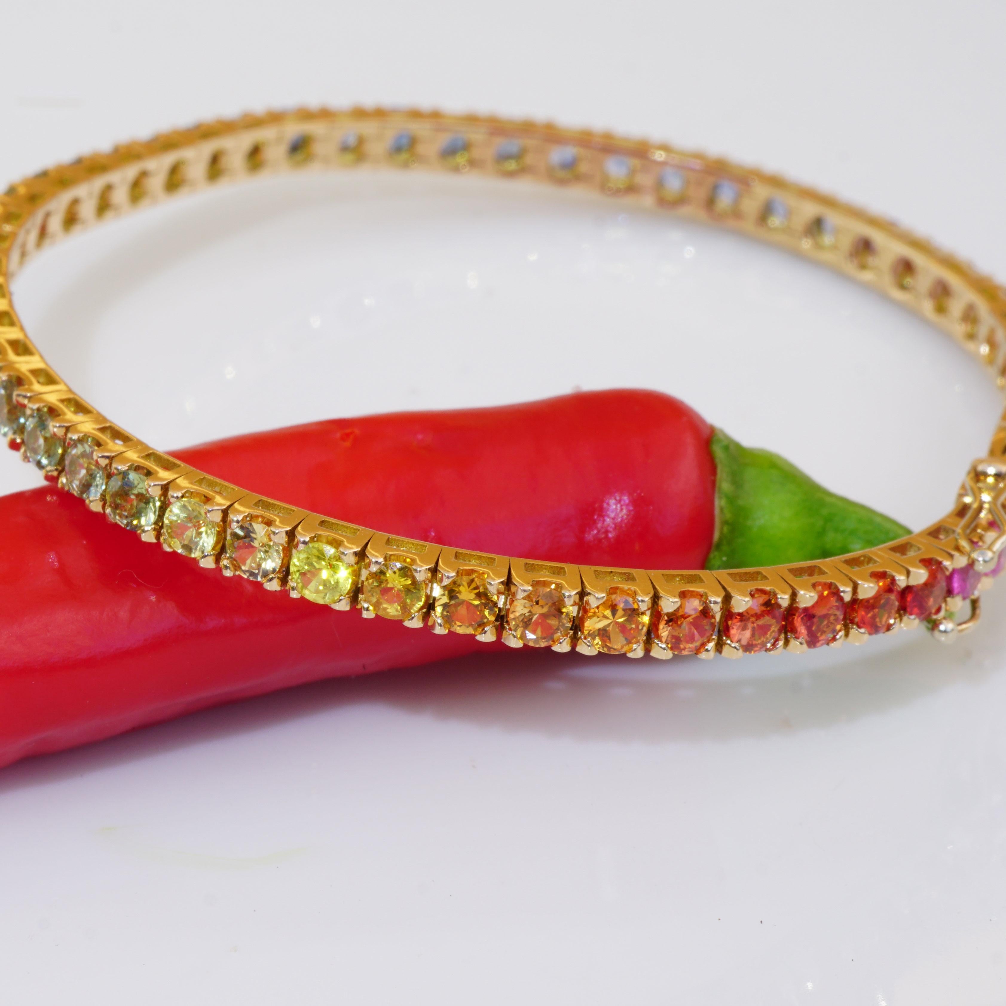 Bracelet en or rose 18 carats avec saphirs arc-en-ciel « Dream Journey in the World of Colors » en vente 5
