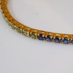 Rainbow Sapphire AAA+ Tennis Bracelet in 18K Rose Gold, 6.65 ct, Italy