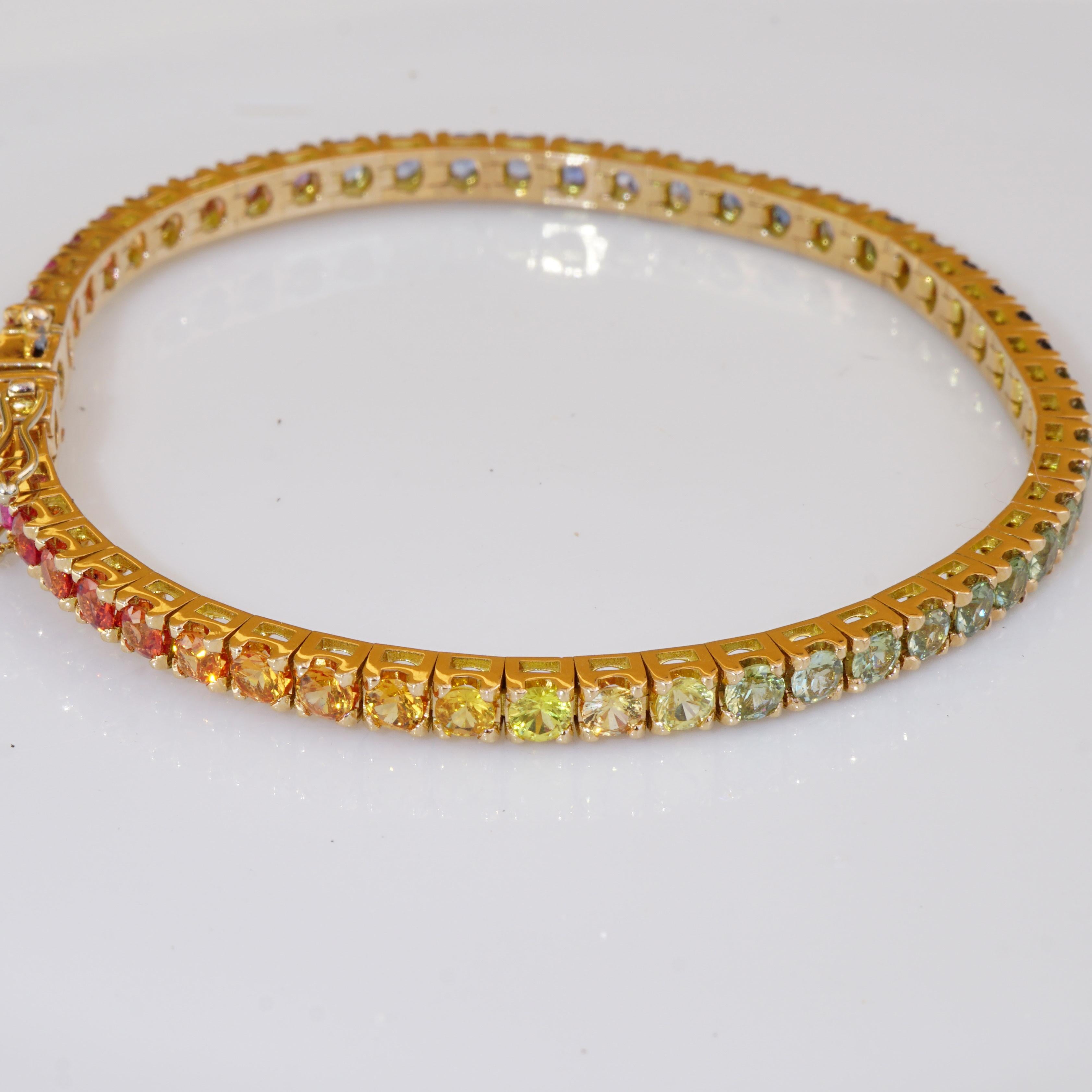 Dream Journey in the World of Colors Regenbogen-Saphir-Armband 18 Kt Roségold im Zustand „Neu“ im Angebot in Viena, Viena