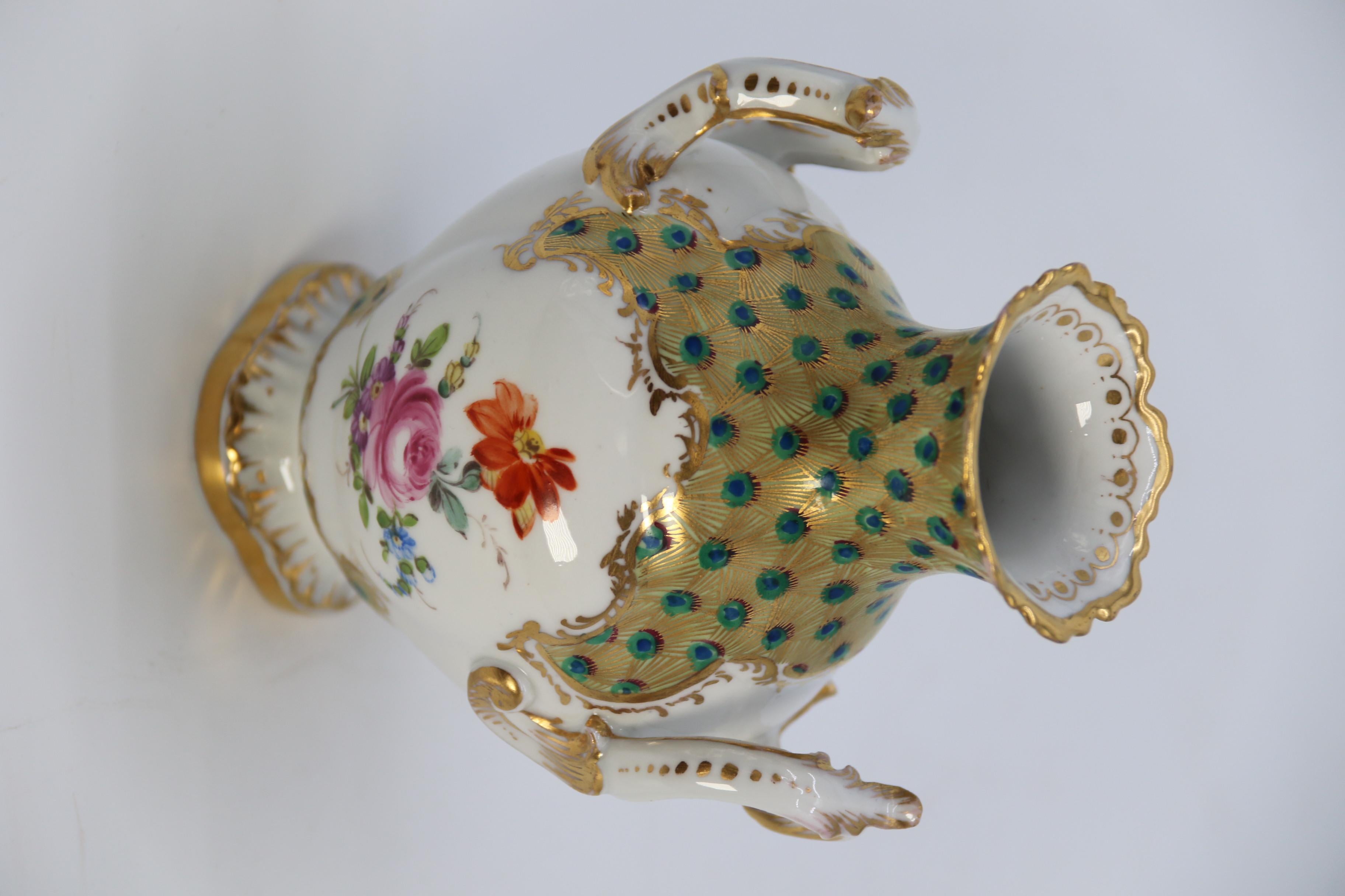 Dresden Porcelain Hand Painted and Gilded Rococo Revival Vase, circa 1900 5