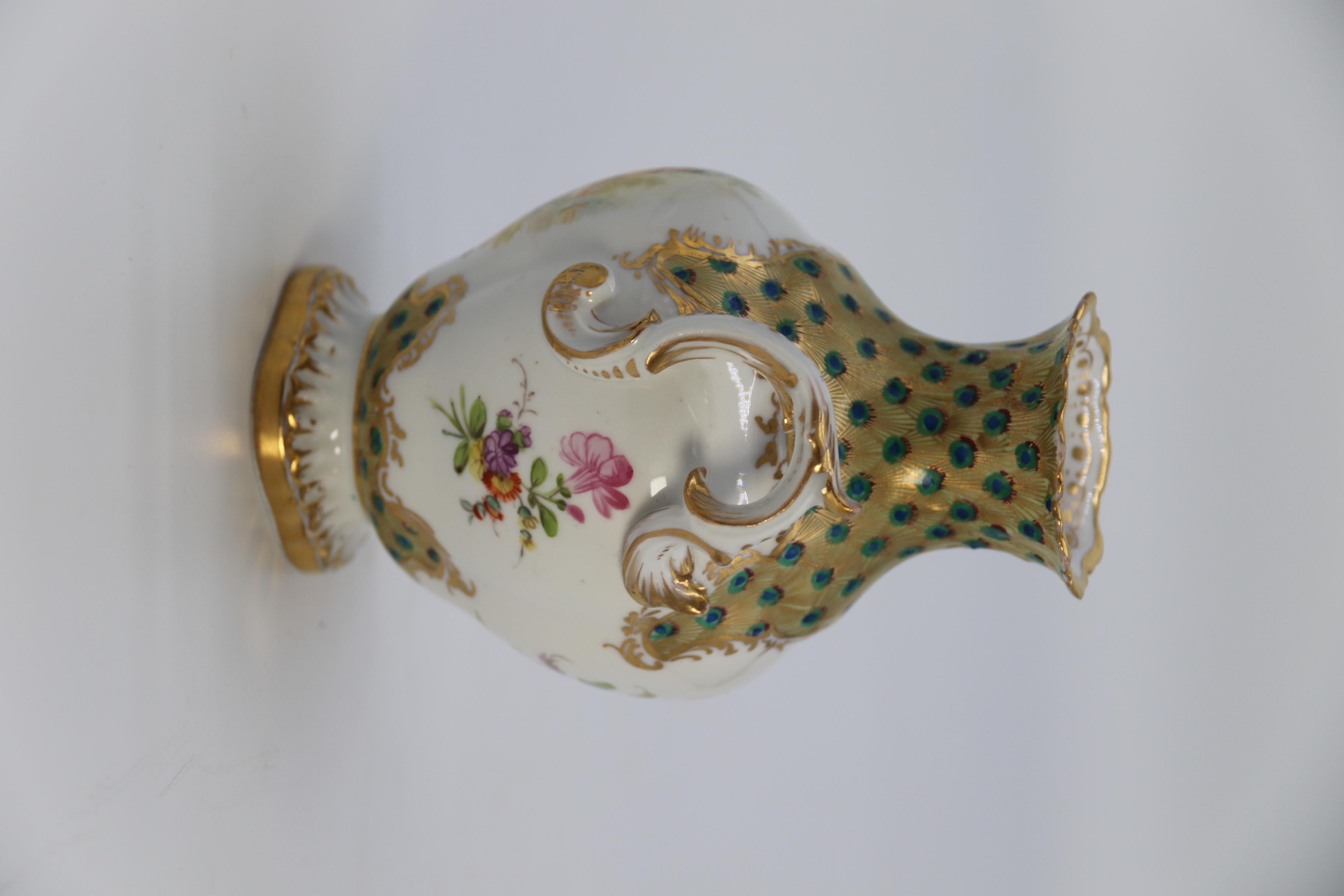 Hand-Painted Dresden Porcelain Hand Painted and Gilded Rococo Revival Vase, circa 1900