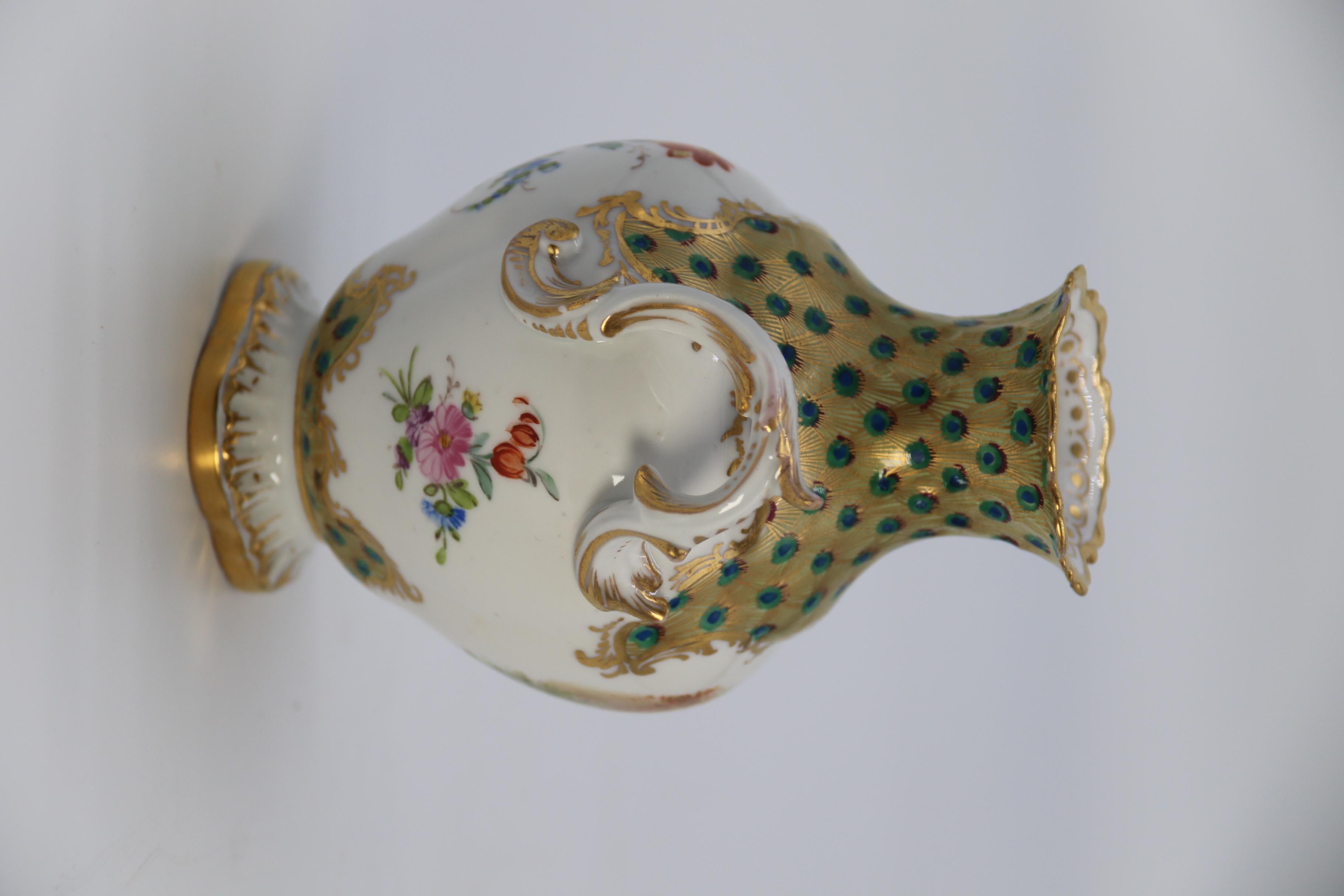 Early 20th Century Dresden Porcelain Hand Painted and Gilded Rococo Revival Vase, circa 1900