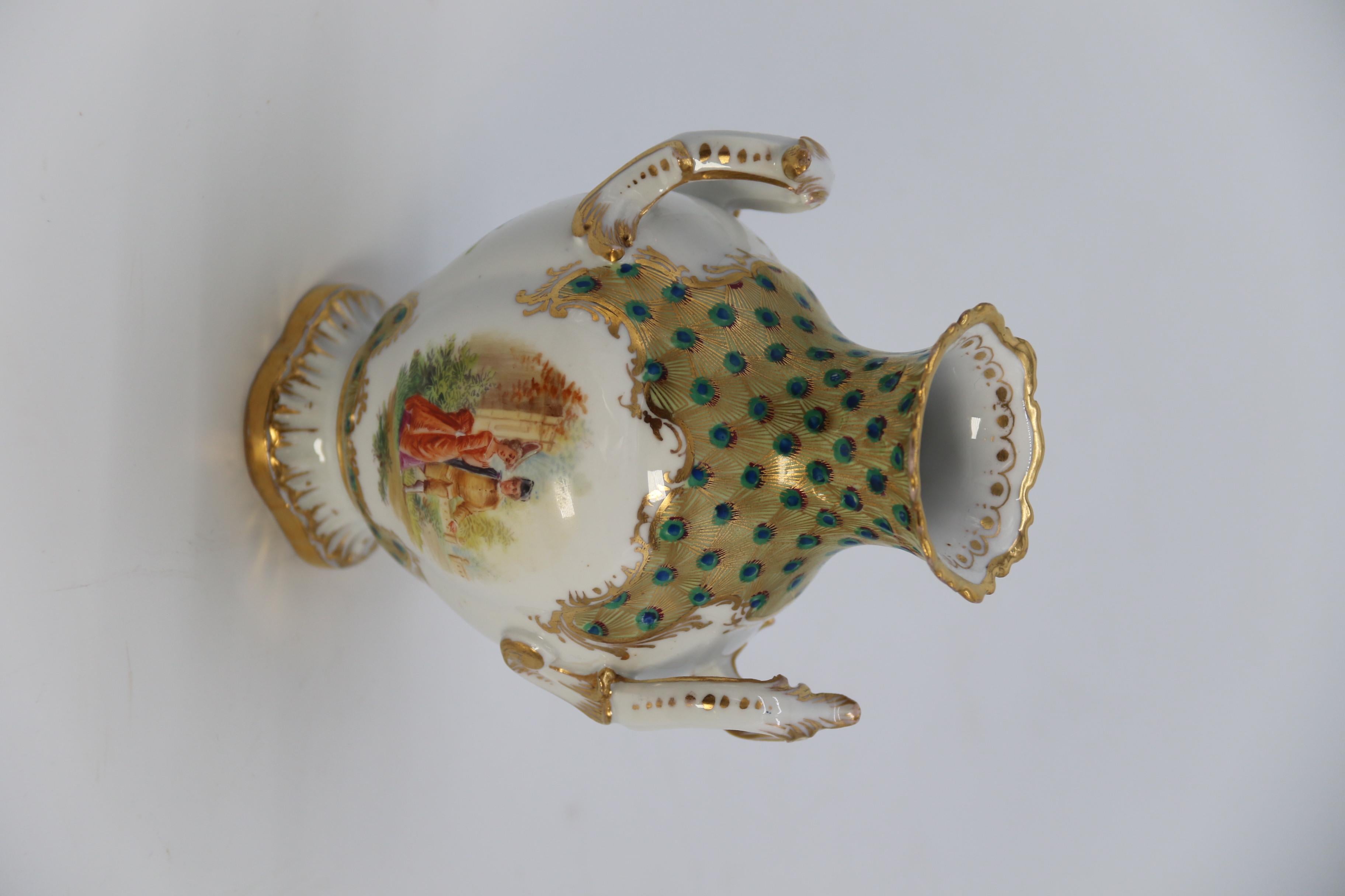 Dresden Porcelain Hand Painted and Gilded Rococo Revival Vase, circa 1900 3