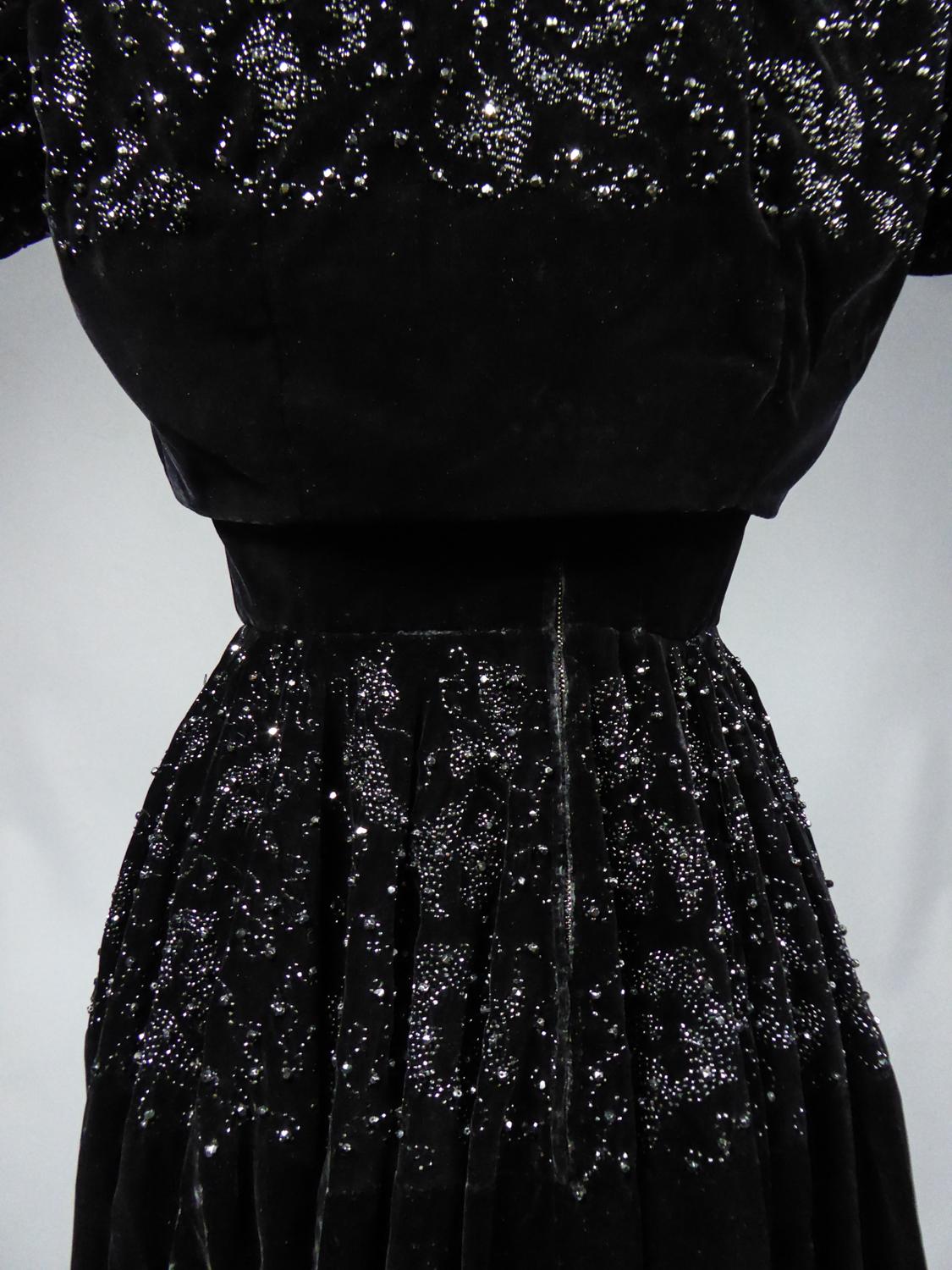 A Worth French Couture Velvet Dress and Bolero Circa 1950 5