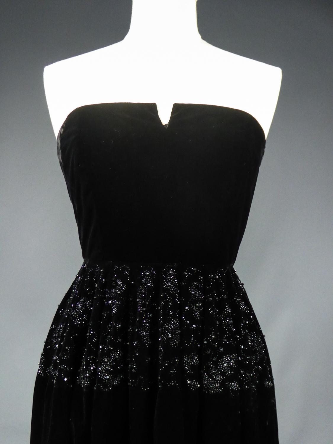 A Worth French Couture Velvet Dress and Bolero Circa 1950 7