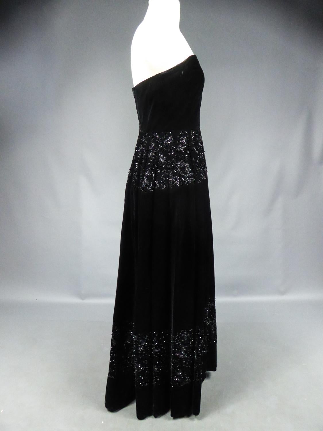 A Worth French Couture Velvet Dress and Bolero Circa 1950 8