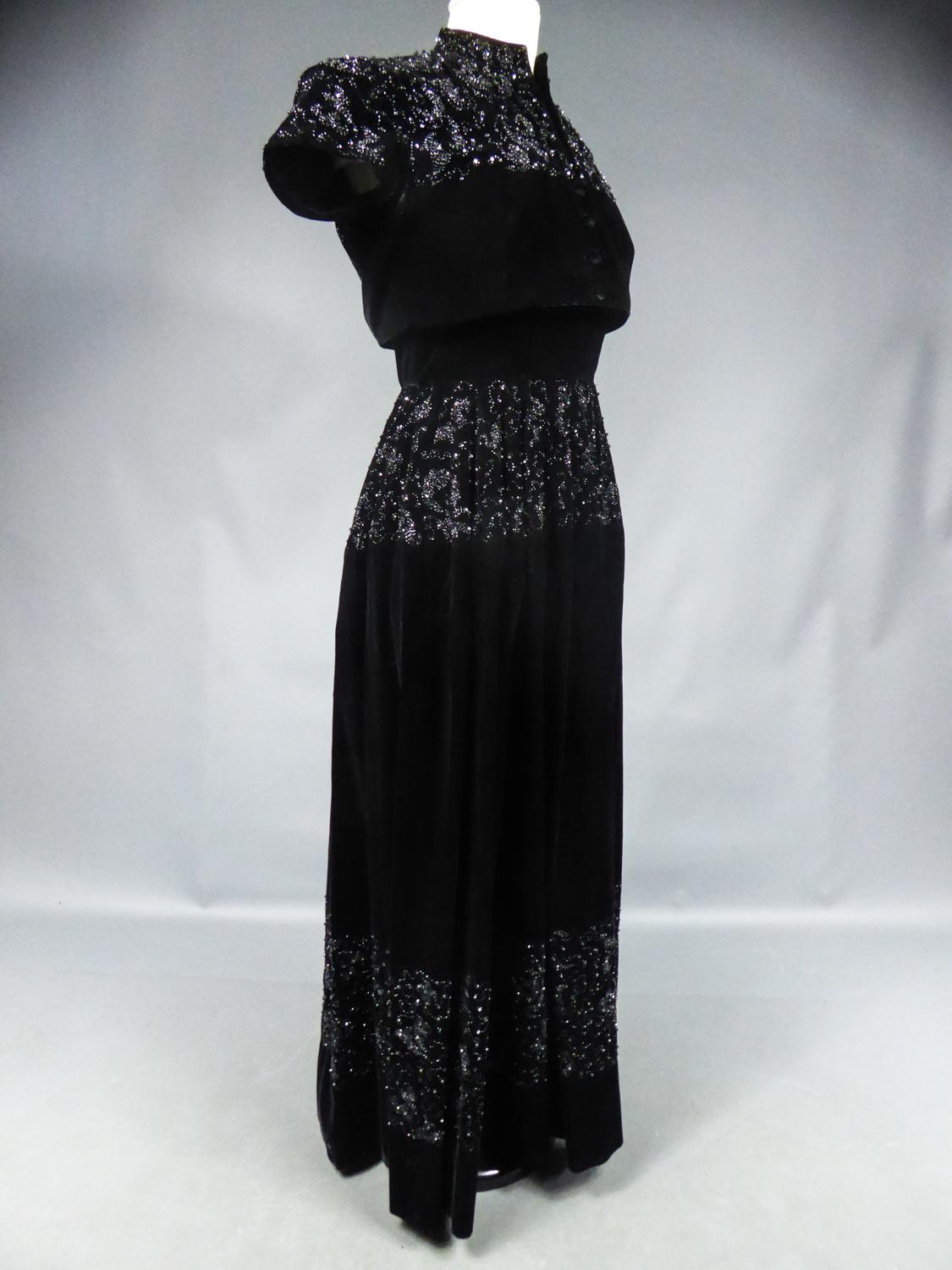A Worth French Couture Velvet Dress and Bolero Circa 1950 2